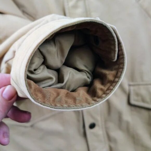Vintage Woolrich Chore Barn Jacket Plaid Lined Men's Sz XL Tan Suede Collar 90s - Picture 12 of 13